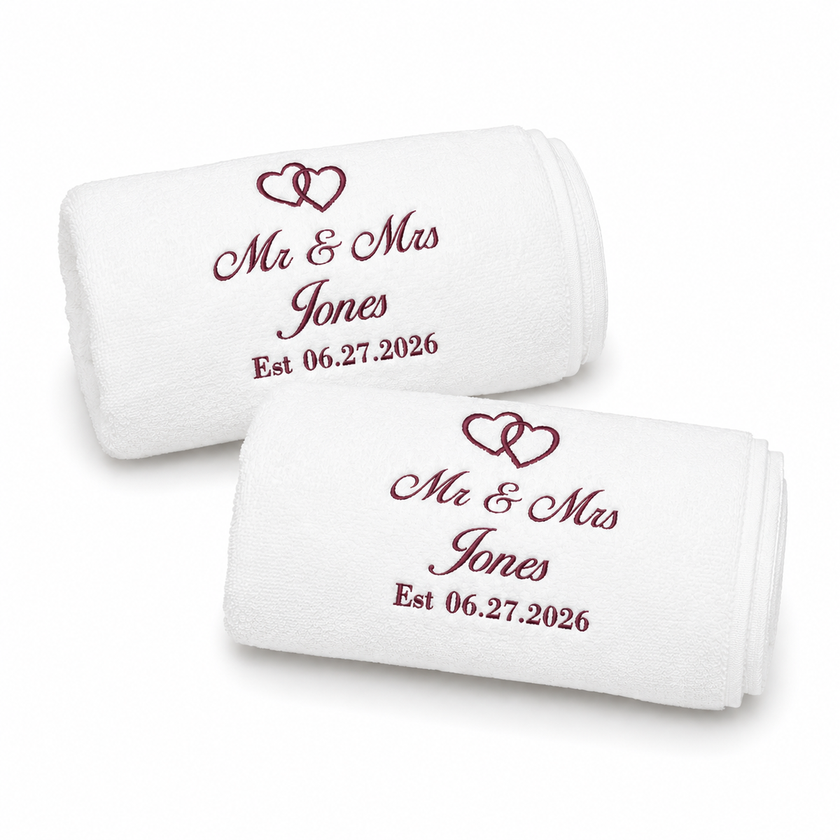 Surname embroidered wedding towels