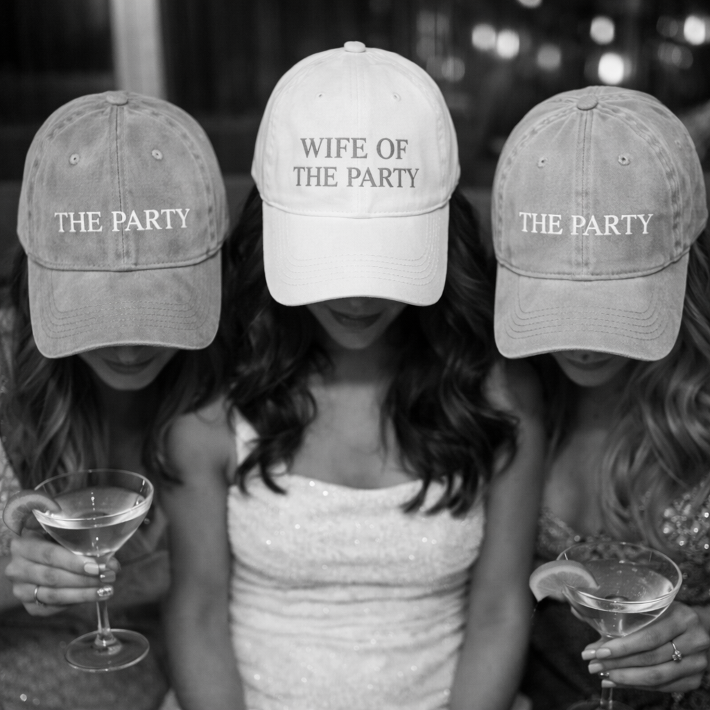 Wife of the party embroidered cap bundle